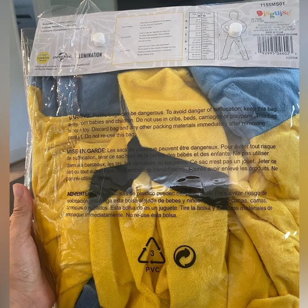 Yellow and Blue Minion Costume size M for kid 7-8 - Picture 4 of 4